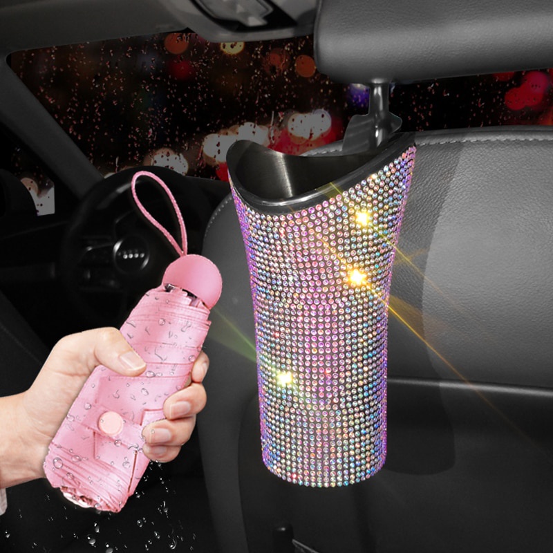 PREORDER Car Umbrella Holder Crystal Waterproof Storage Bag Folding Umbrella Bucket Diamond Women Un