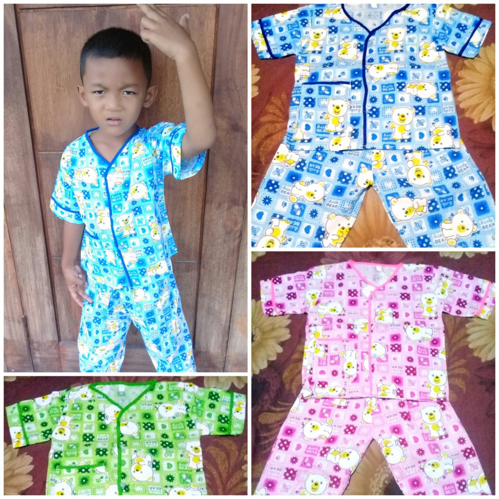 Piyama Anak Katun Jepang / Baju Tidur Anak Katun Bisa Pilih Motif Umur 1-8th/Anak Laki Perempuan M06