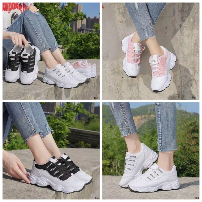 Terlaris Sepatu Sneakers Import Fashion Wanita Termurah - Sepatu  MG643  Sneaker New Sport Sport - H