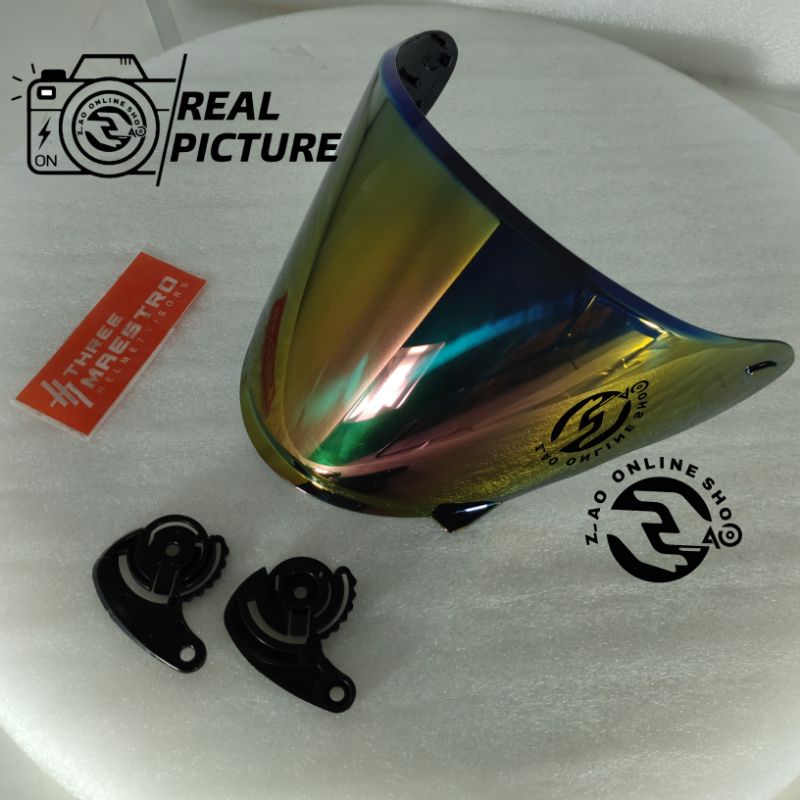 Kaca NHK R6  FLAT | Datar visor bisa dipasang anti fog dan Tear Off Original Three Maestro Kuat hemat murah kualitas eksport anti pecah putih smoke iridium TM1