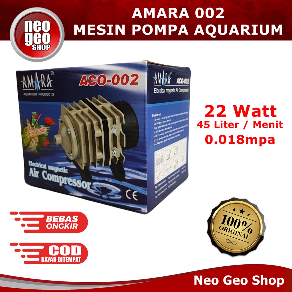 AMARA ACO002 ACO 002 mesin gelembung udara aerator kolam aquarium