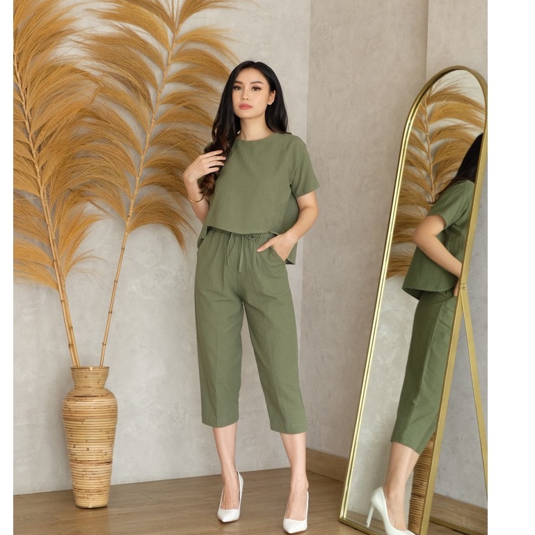 Paige Set - Baju Celana Setelan Wanita-Army