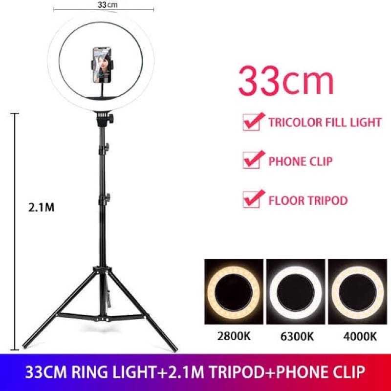 PAKET LENGKAP RING LIGHT LED 26CM 33CM LAMPU 26CM MAKE UP LAMPU + TRIPOD