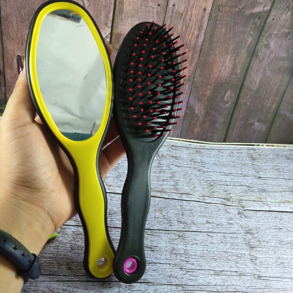 Satuan Sisir Penata Rambut Kusut Cermin Make Up Sisir  + Cermin Tokopelanginicer