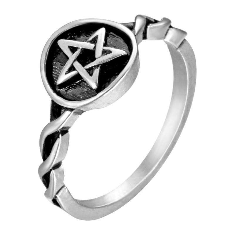 Cincin Desain Pentagram Gaya Nordic Retro Punk Eropa Untuk Pria Dan Wanita