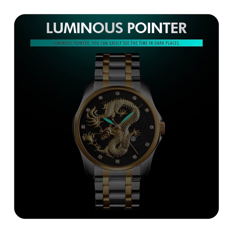 Jam Tangan SKMEI 9193 Watch Jam Tangan Pria Digital Analog Tali Stainless Design Dragon Naga