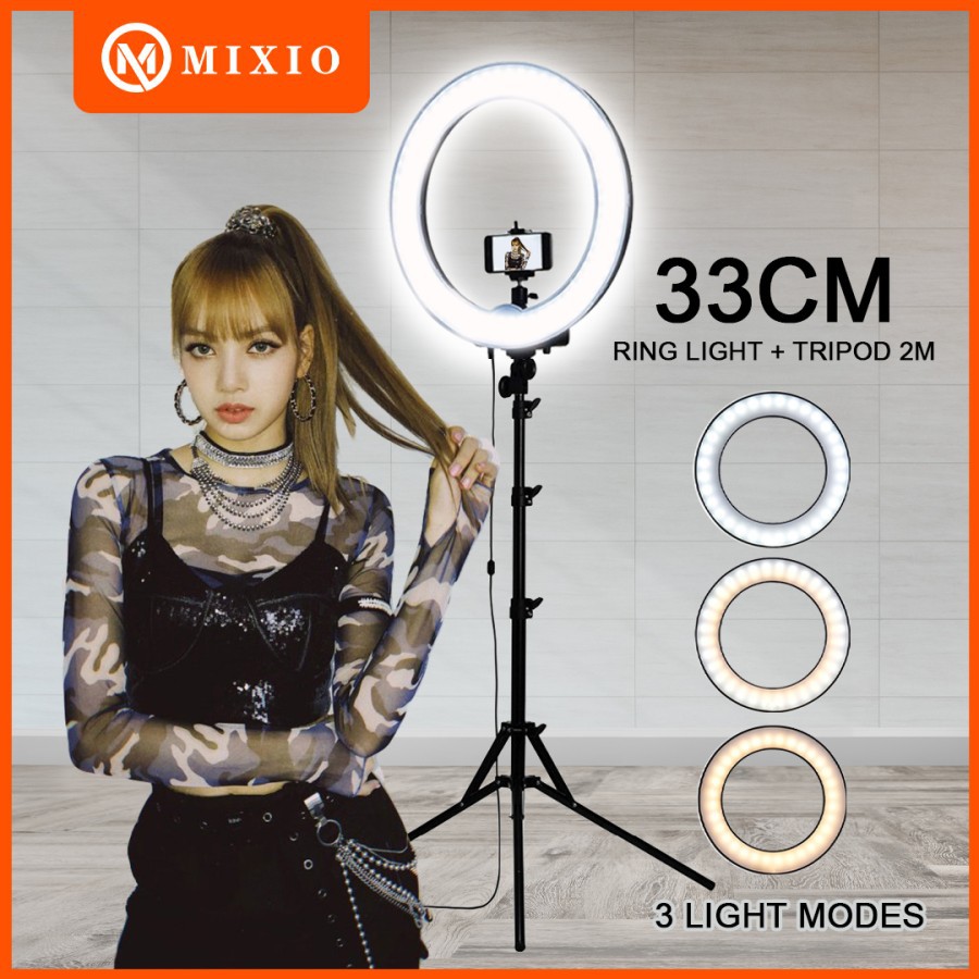 MIXIO Ring Light 33cm + Light Stand Tripod 2M Selfie Livestreamer