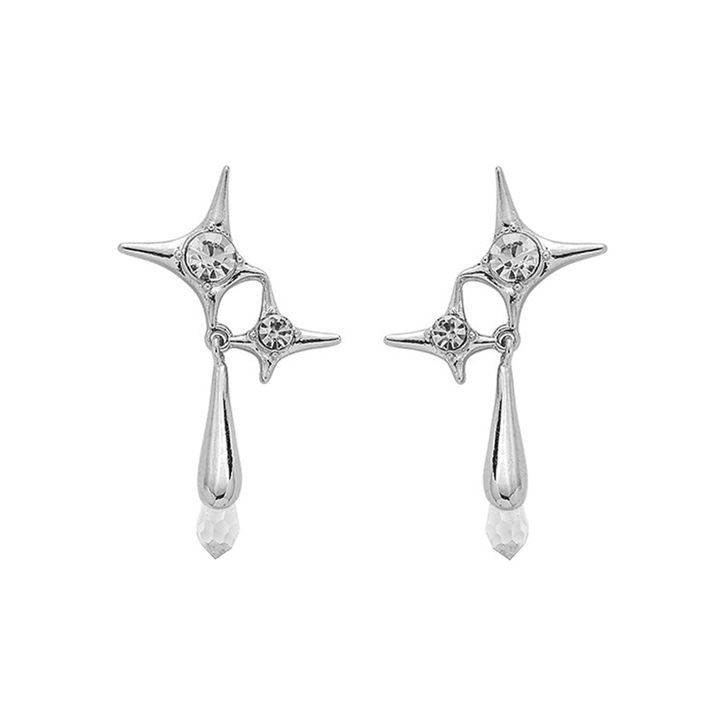 Anting Gantung Panjang Model Tetesan Air + Bintang Mewah Ringan Untuk Wanita