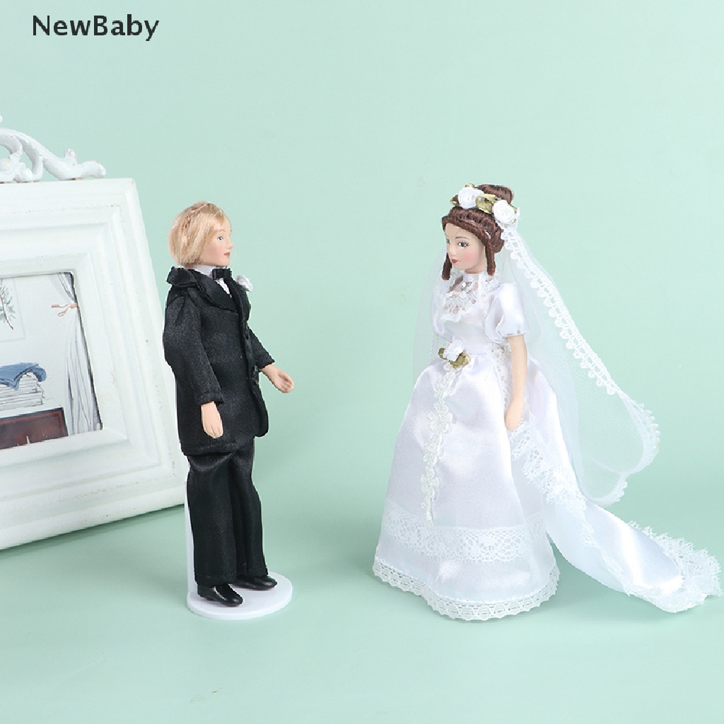 Newbaby Miniatur Pengantin Wanita Gaya Victoria Skala 1: 12 Untuk Dekorasi Rumah Boneka