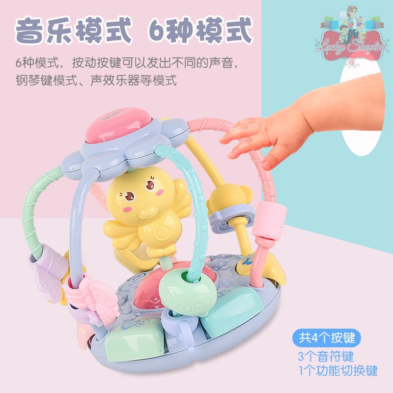 [BIG SALE] Mainan bayi rattle teether music dan lampu /mainan bola rattle musik dan lampu