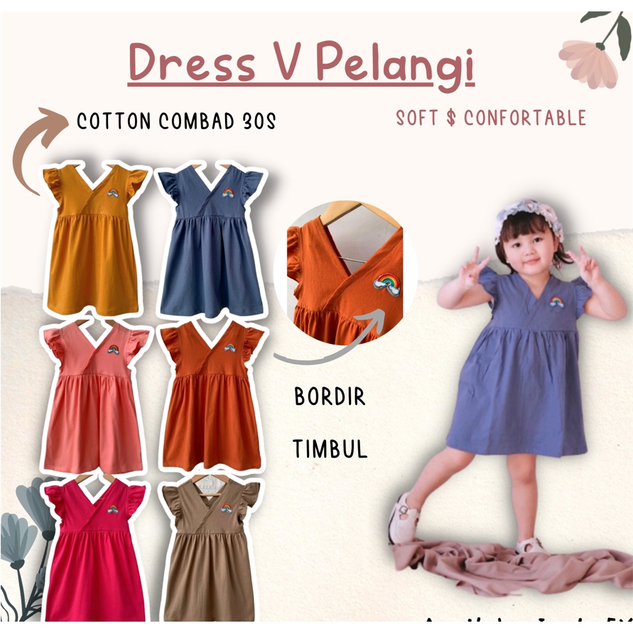 Dress Anak Bayi SMILEE V Pelangi Mix Warna Size 1-5tahun / Dress anak perempuan lucu / dress anak CBKS S24