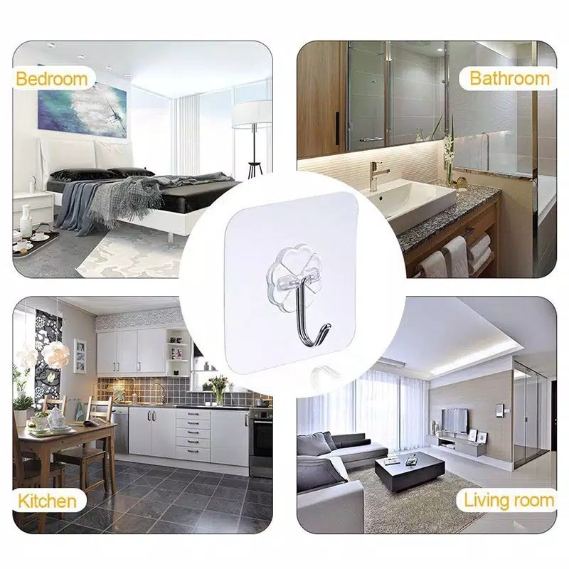[1Pcs] Gantungan Hook Tempel Hook Ajaib Aksesori Kamar Mandi Kait Dipasang Dinding Bebas Paku