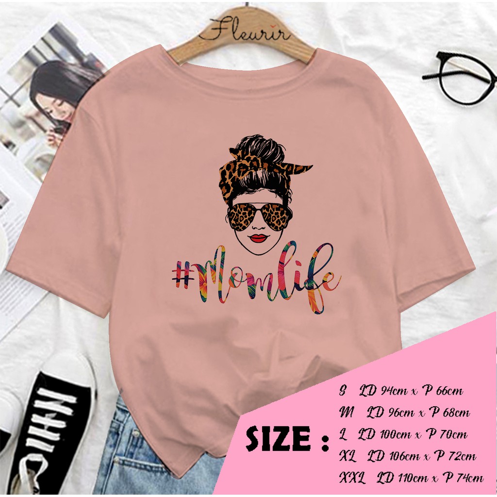 FLEURIR - KAOS OVERSIZE MOMLIFE KAOS KATUN KAOS WANITA DEWASA TUMBLR TEE UNISEX JUMBO