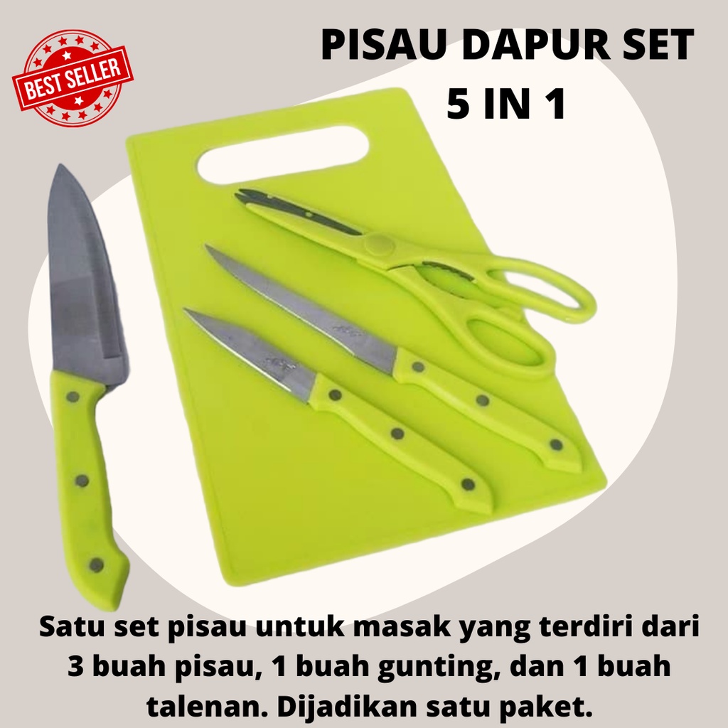 TERMURAH!! [BISA COD] PISAU 1 SET 5 PCS /PISAU / GUNTING / TELENAN SERBAGUNA FREE BUBBLE