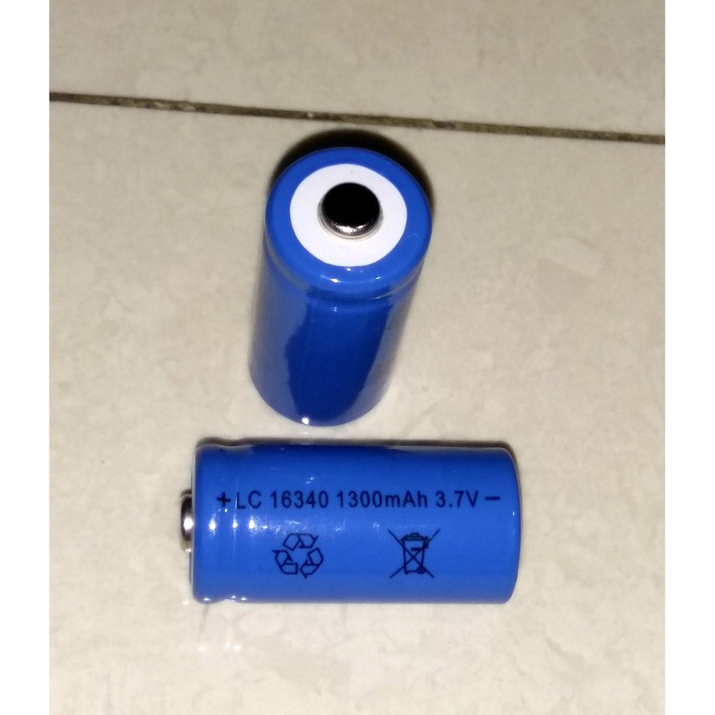 Baterai Battery CR123A / LR123A / 16340 Rechargeable 3.7V 1300 MAH