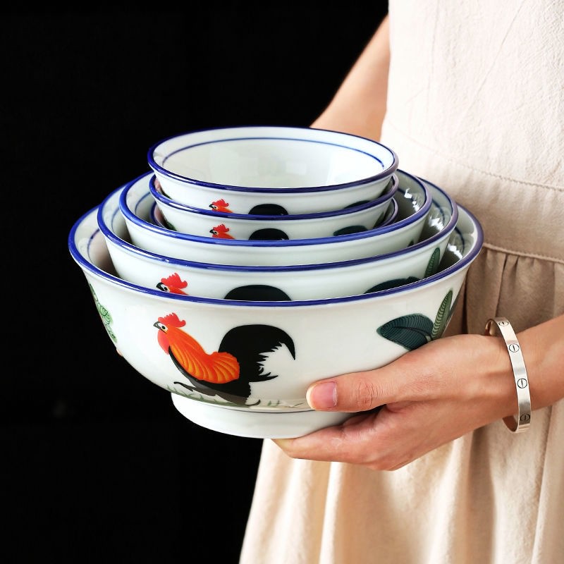 Mangkok Nasi Ayam Jago/Mangkok Nasi/Mangkok Bakso/Mangkok Keramik/Mangkok Mie Cap Ayam