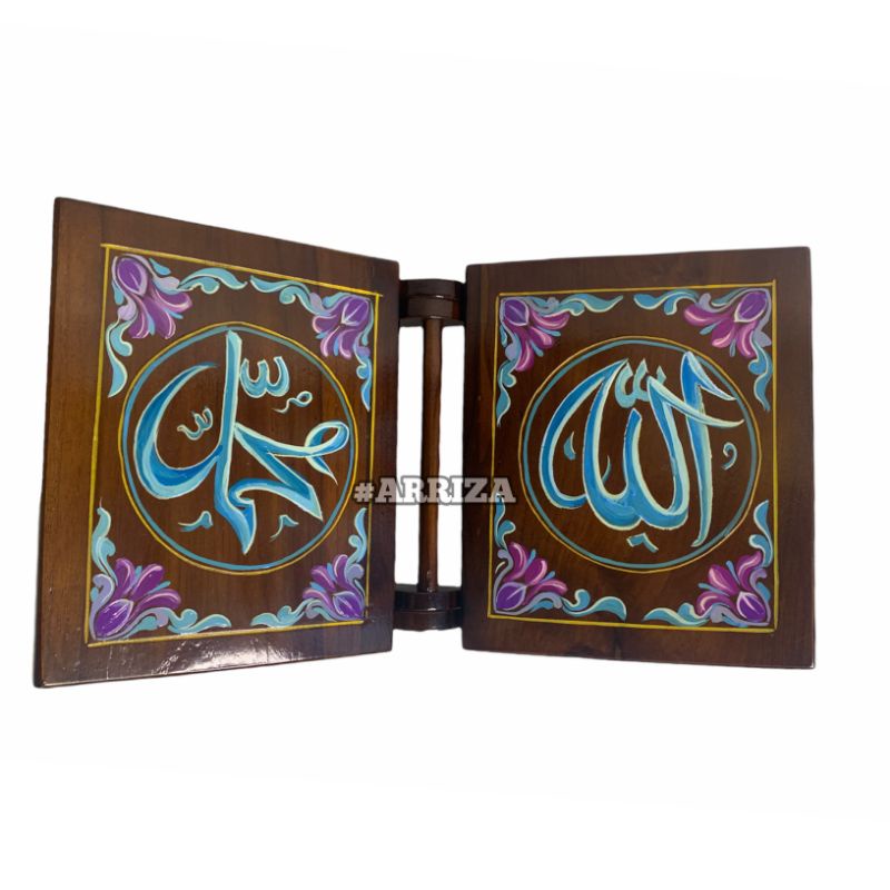 REKAL TEMPAT MEMBACA AL QURAN KAYU JATI ASLI MOTIF LUKIS WARNA