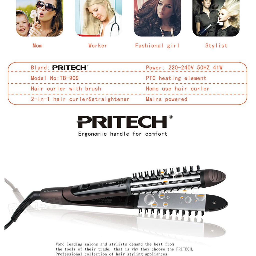 Pritech Professional Hair Curler TB 909  ( B760231 ) - alat keriting rambut - catokan