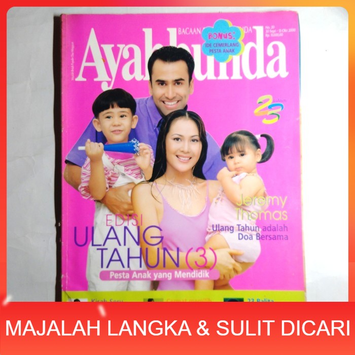 Majalah AYAHBUNDA No.20 Okt 2000 Cover JEREMY THOMAS & INA Langka