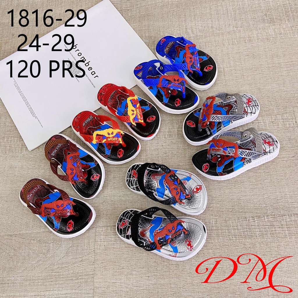 JJ-1816-29 Sandal Bunyi Cit Cit Anak Laki Laki Tali Elastis Karakter Spiderman / Sandal Jepit Bunyi Import Ukuran 24-29