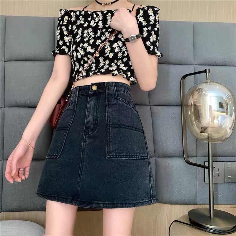 PREMIUM! DENIM SKIRT TWO POCKETS IMPOR