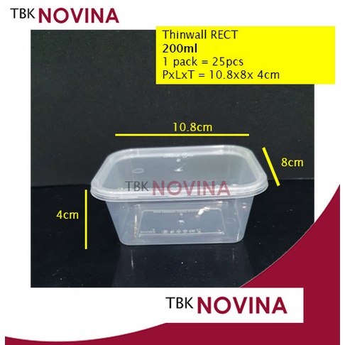 [25PCS] Thinwall 200ml Kotak Per Pack Rectangle Food Container Kotak Makan Plastik Murah