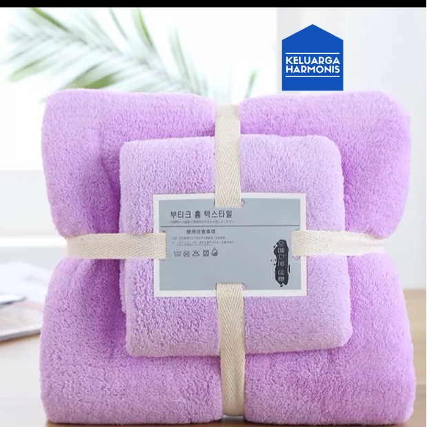Handuk Mandi Set 2 in 1 Bahan MIcrofiber 70 Cm x140 Cm &amp; 35Cmx75Cm