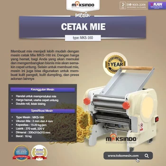 bisa COD mesin cetak mie MKS-160 maksindo termurah