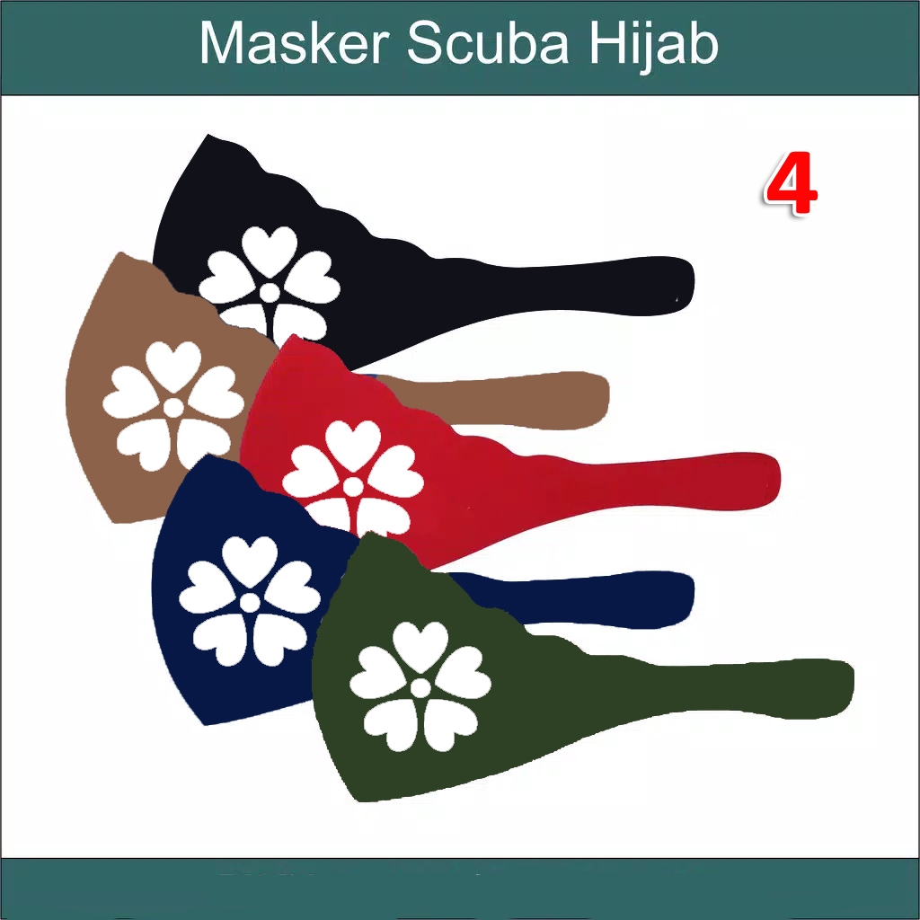 Masker Hijab motif 3 bahan scuba washable