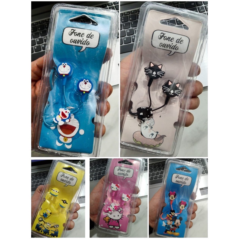 HEADSET / HANDSFREE + MIC Karakter Lucu Doraemon Cat Minnie Minion Hello Kitty Venus ACC