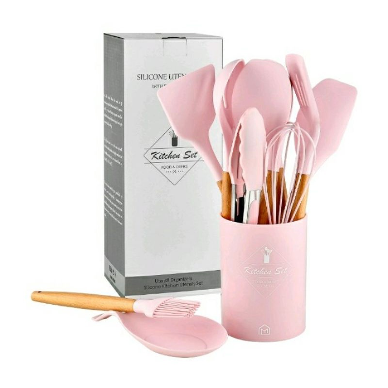 KITCHEN SET Sutil Silicone 13pcs Spatula Silikon Tahan Panas Peralatan Masak