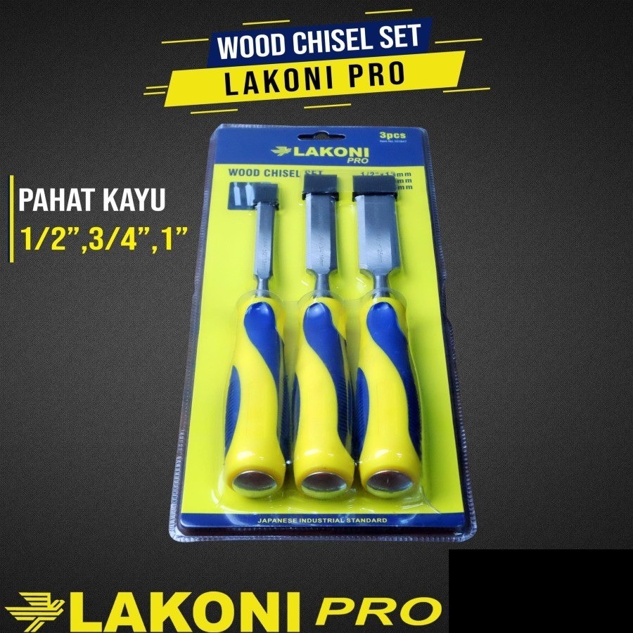 Lakoni Pro Pahat Kayu Set 3Pcs Wood Chisel Set