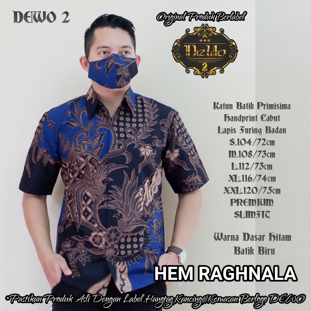 RAGHNALA BLUE Kemeja Batik Pria Lengan Pendek | Hem Batik Pria FULL FURING DeWo