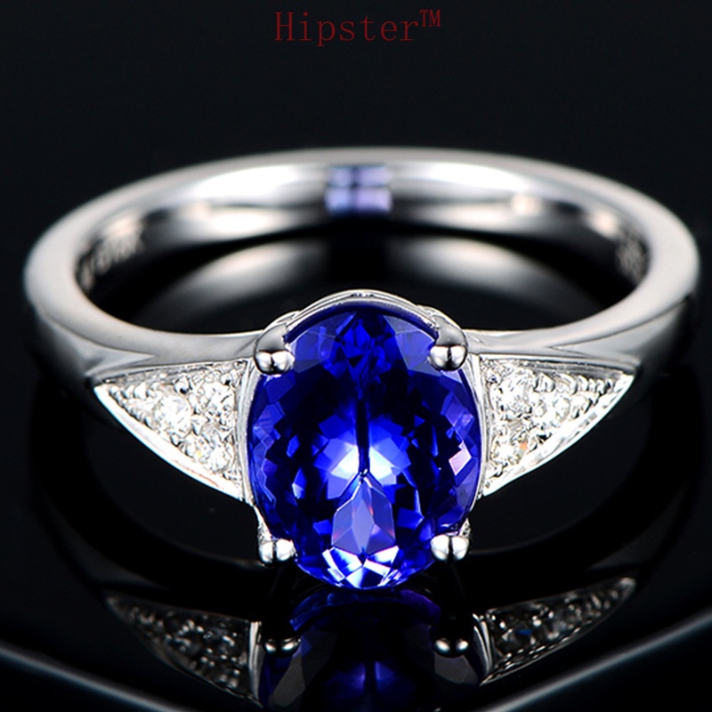 Classic Trendy Grace Luxury Inlaid Full Diamond Blue Crystal Adjustable Ring