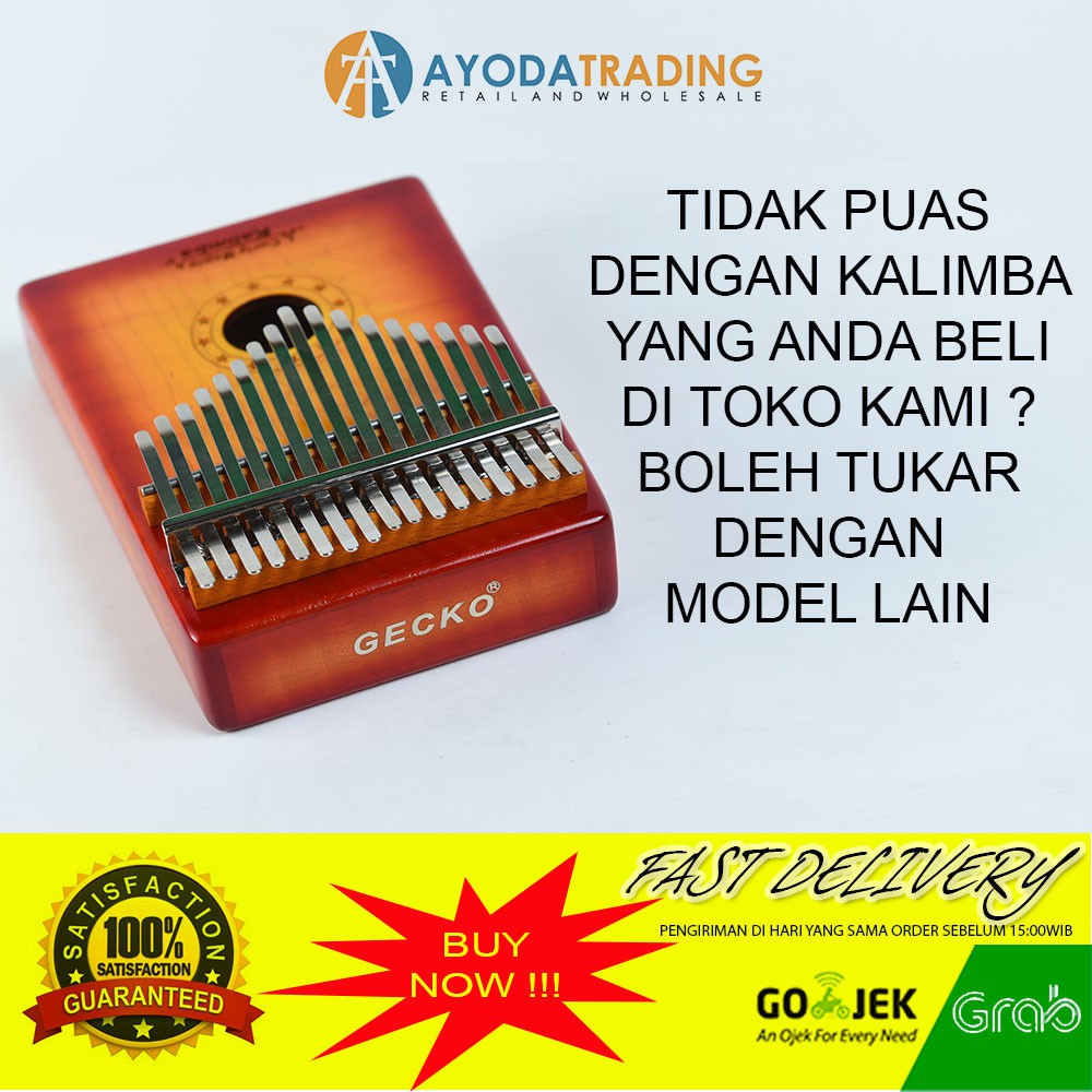 Paket Authentic Gecko Kalimba K17 MC-S Curly Maple Hard Case