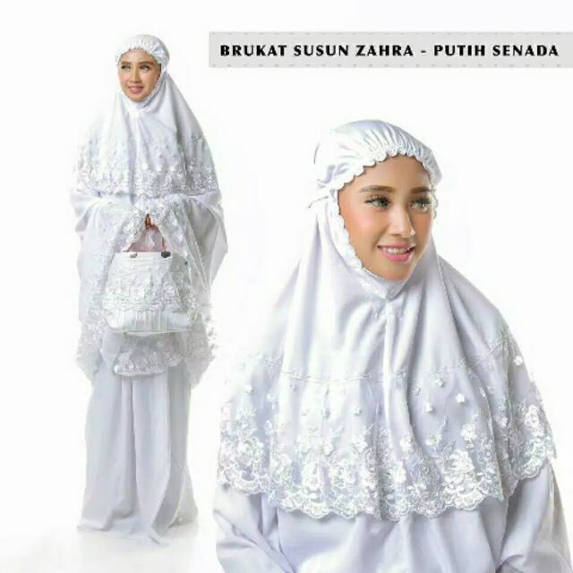 MUKENA DEWASA BRUKAT TERBARU MEWAH MUKENA BROKAT ZAHRA MUKENA DEWASA BRUKAT WARNA PUTIH