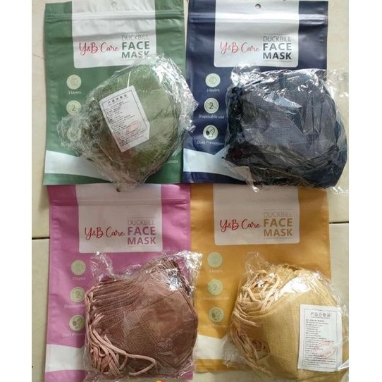 DUCKBILL Y&B Care - Duckbill Face Mask - Masker Duckbill Y&B Care EARLOOP 3PLY Garis Warna isi 50