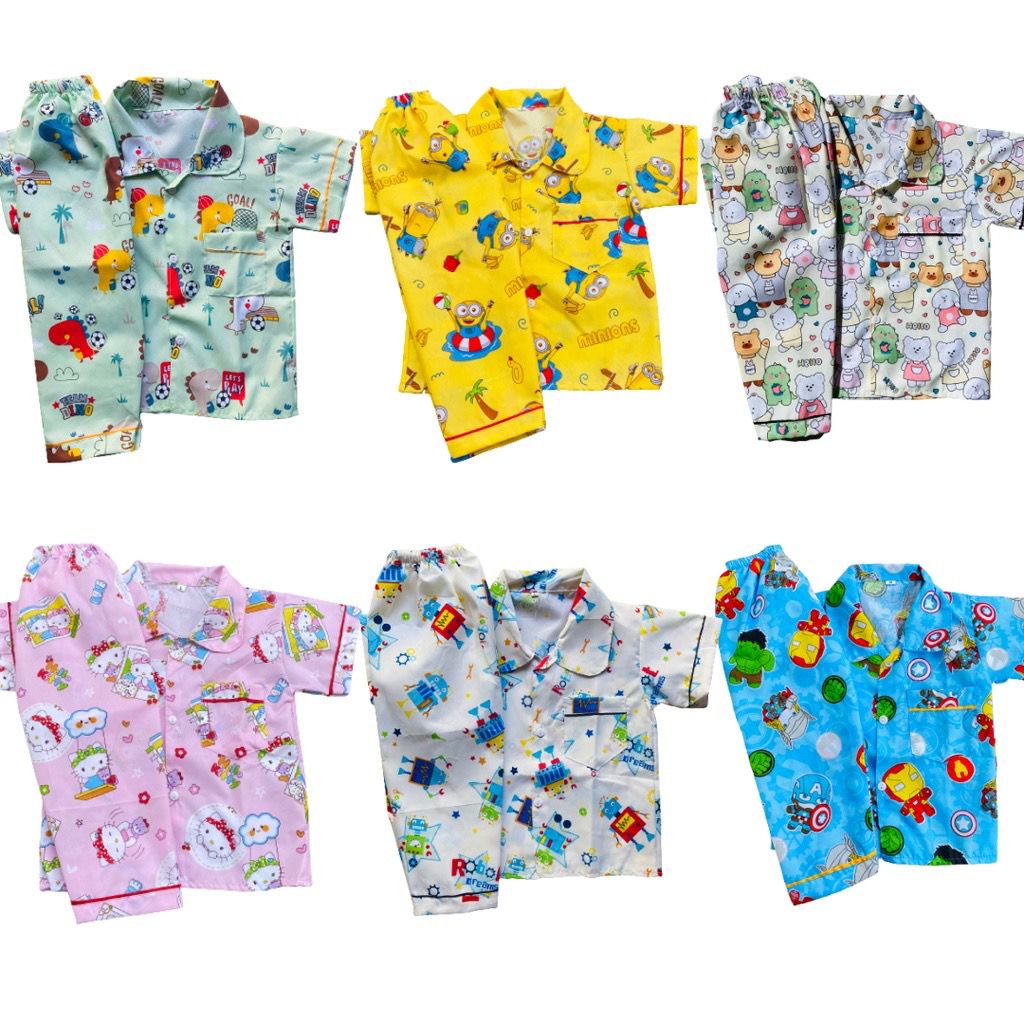 PIYAMA ANAK BAYI USIA 3-12 BULAN Motif MITASI Arevyonlineshop Baju Pendek Celana Panjang