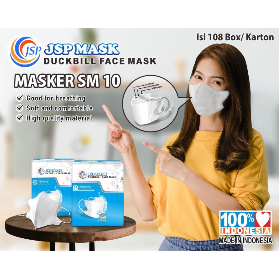 JSP Masker Duckbill Medis Kemenkes 3 ply / 4 ply / Surgical mask isi 25 / 50