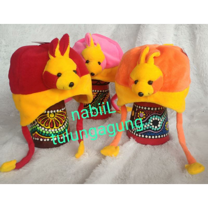 topi anak bulu karakter hewan