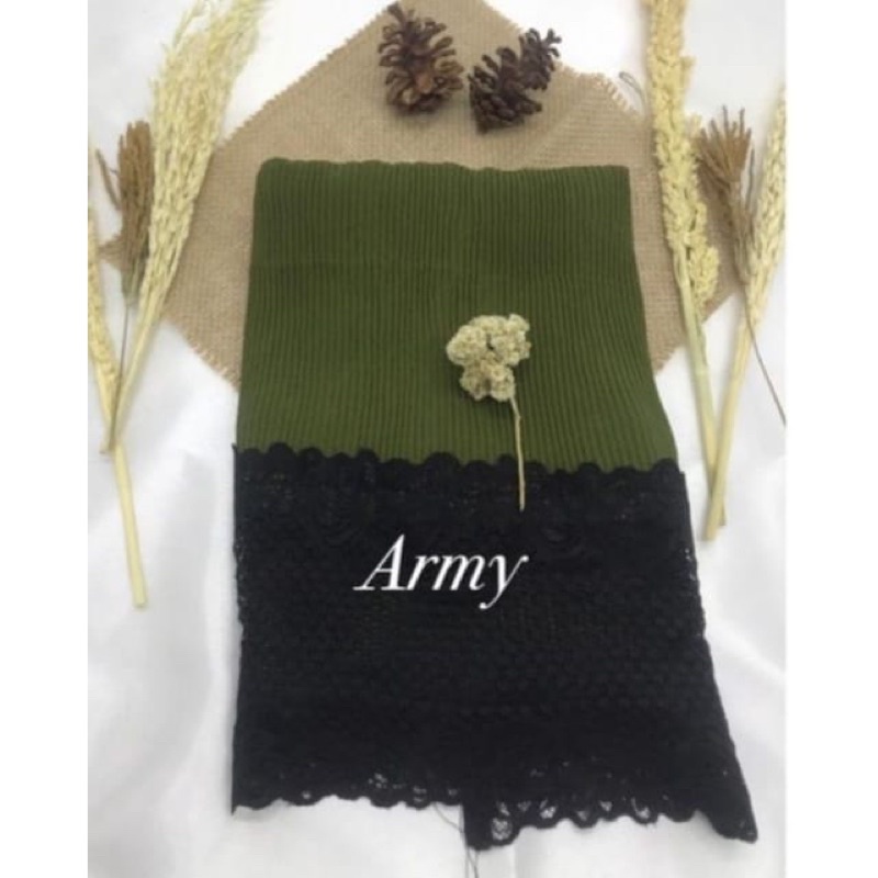 Pasmina  Plisket Prisket Renda Brokat brukat Impor/ Pasmina prisket  renda/model terbaru-Army