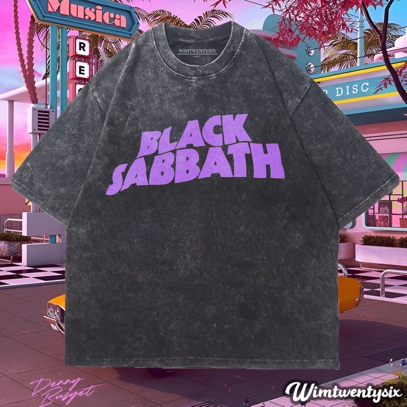 KAOS BAND BLACK SABBATH LOGO TOUR WASHING VINTAGE TEE (OVERSIZE WASHED T-SHIRT)