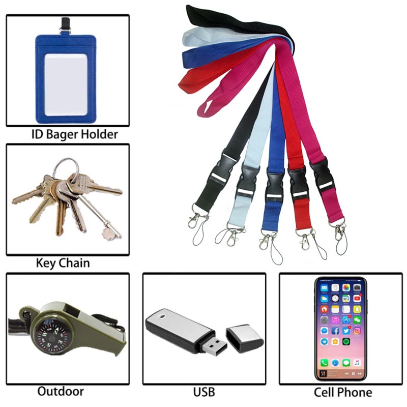 Tali Lanyard Leher Bahan Nilon Warna Polos Dengan Gesper Quick Release Untuk Kamera / Handphone