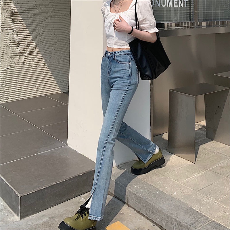 Stretch celana jeans high-waisted high-waisted dari Korea Selatan yang baru dari Korea Selatan