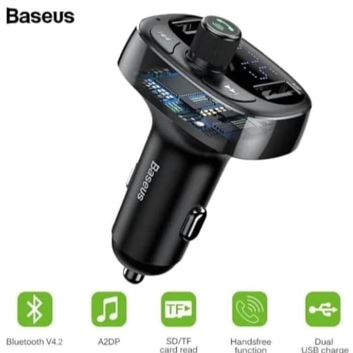 Baseus S09 S 09 T Typed Dual USB Car Charger FM Transmitter Bluetooth