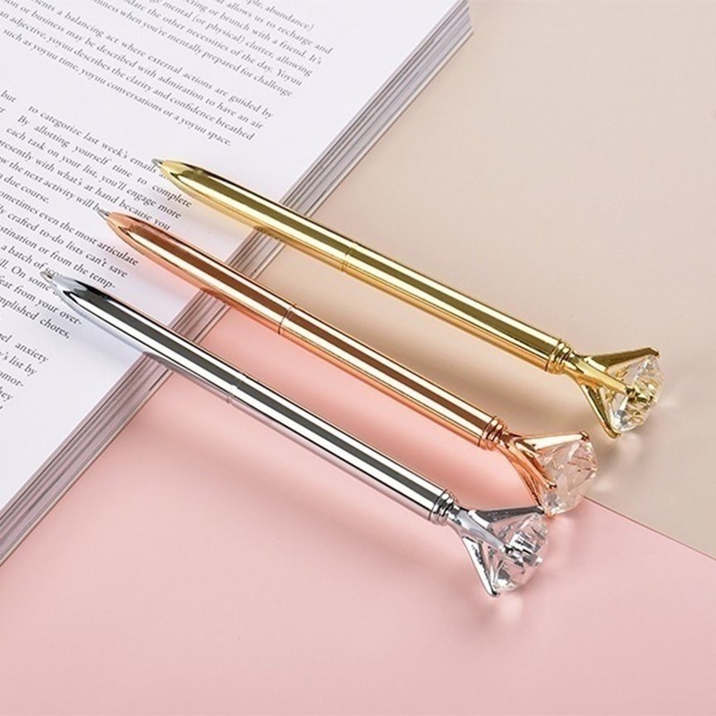 1pc Pulpen Kristal Berlian Besar Portable Untuk Stationery Pelajar / Kantor / Sekolah