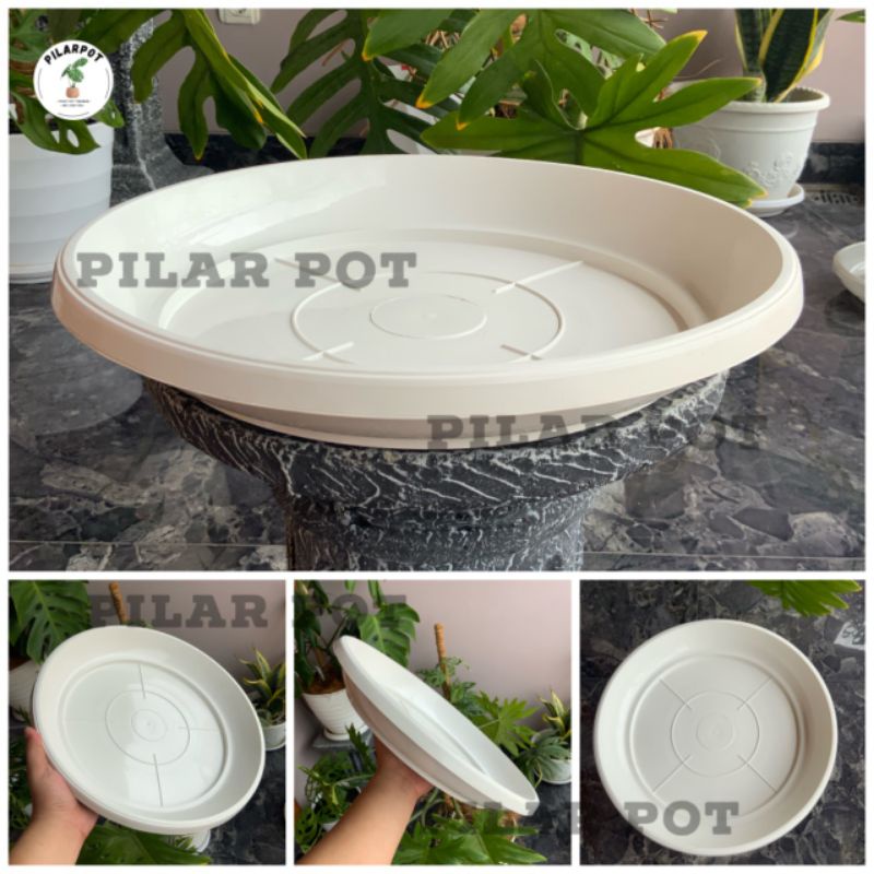 tatakan alas pot bunga 40 putih diameter 36cm untuk pot 40cm - PUTIH