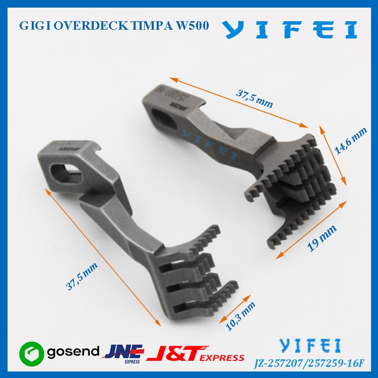 Feed Dog Overdeck/ GIGI Mesin Jahit Kamkut / Overdeck W500/YIFEI-257207/257259-16F