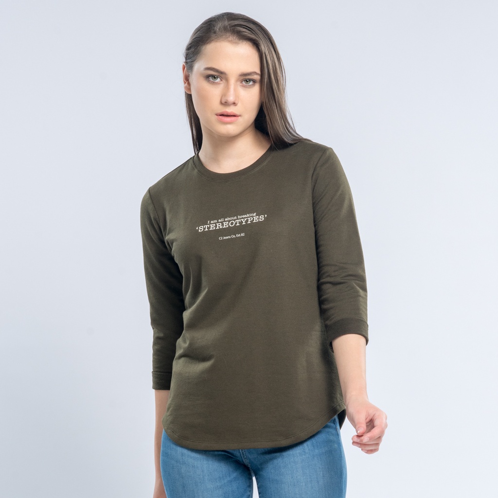 C2 Sheyan Green T-Shirt Wanita