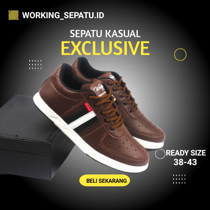 Sepatu Kulit Pria Original Keren Jalan Santai Spatu Sport Running Lari Joging Keren Kualitas Import 
